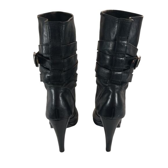 FRYE! "MARLOW" BLACK GENUINE LEATHER QUAD WRAPPED/BUCKLE ANKLE BOOTS! SZ 8.5M - Picture 8 of 12